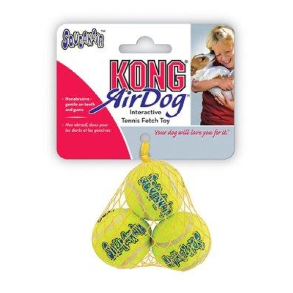 Kong Airdog Squeaker Tennisboll 3Pack Xs 4Cm