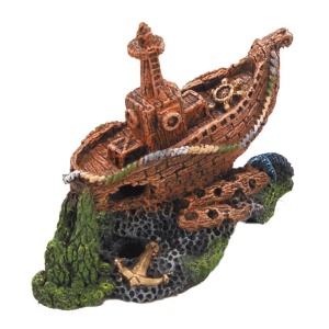 Akvariedekor Skipsvrak 18x11x16 cm