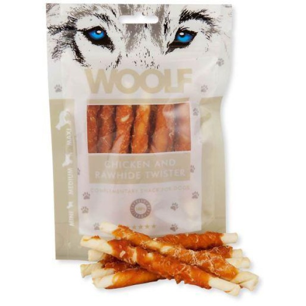 Woolf Chicken And Rawhide Twister 100g